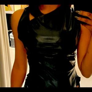 New Season Zara drape Neck Faux Leather top